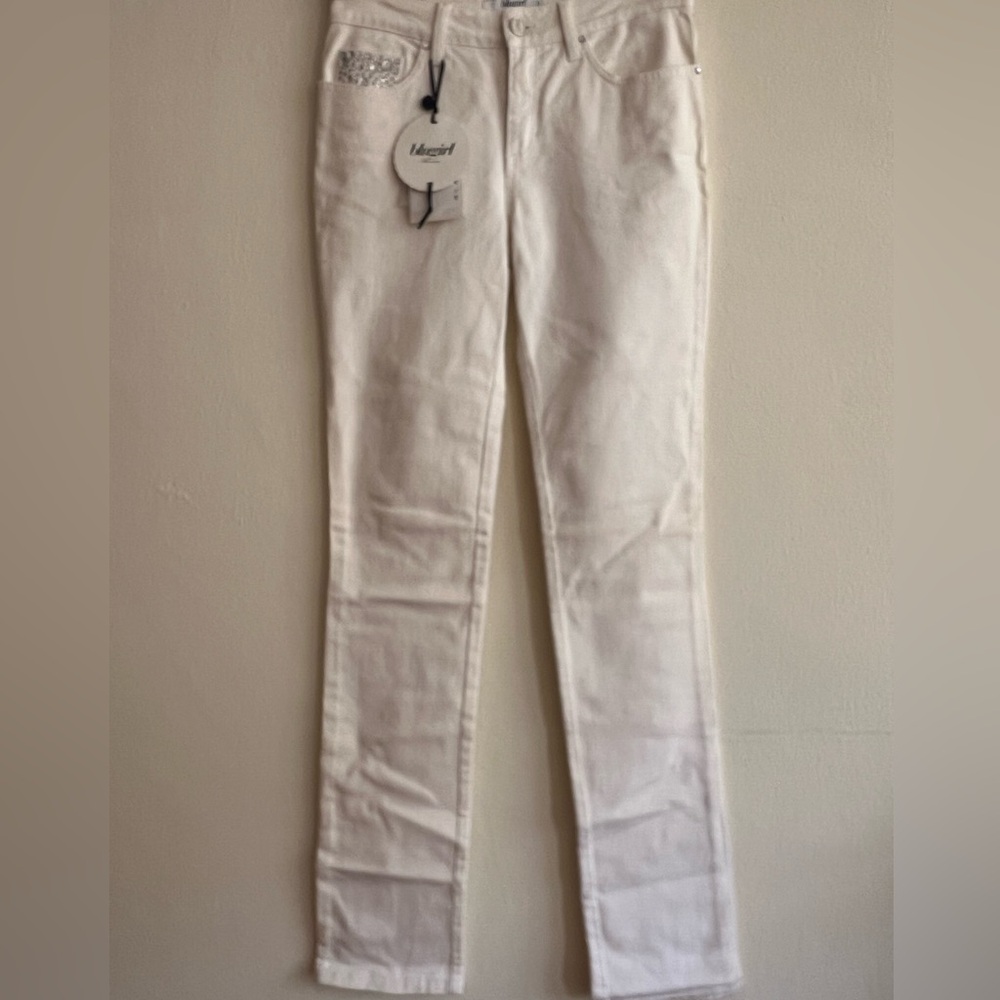 NWT Blumarine White Swarovski Crystal Jeans Made Italy Size 40 - Picture 3 of 12